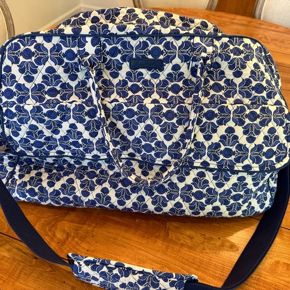 Vera Bradley Large Travel Duffel Bag Blue Cobalt Tile - Picture 2 of 9